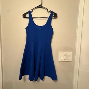H&M Vibrant Blue Textured Skater Dress